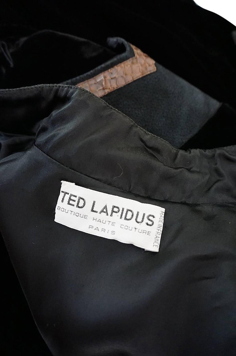 1970s Ted Lapidus Demi-Couture Velvet and Snakeskin Detail Coat For ...