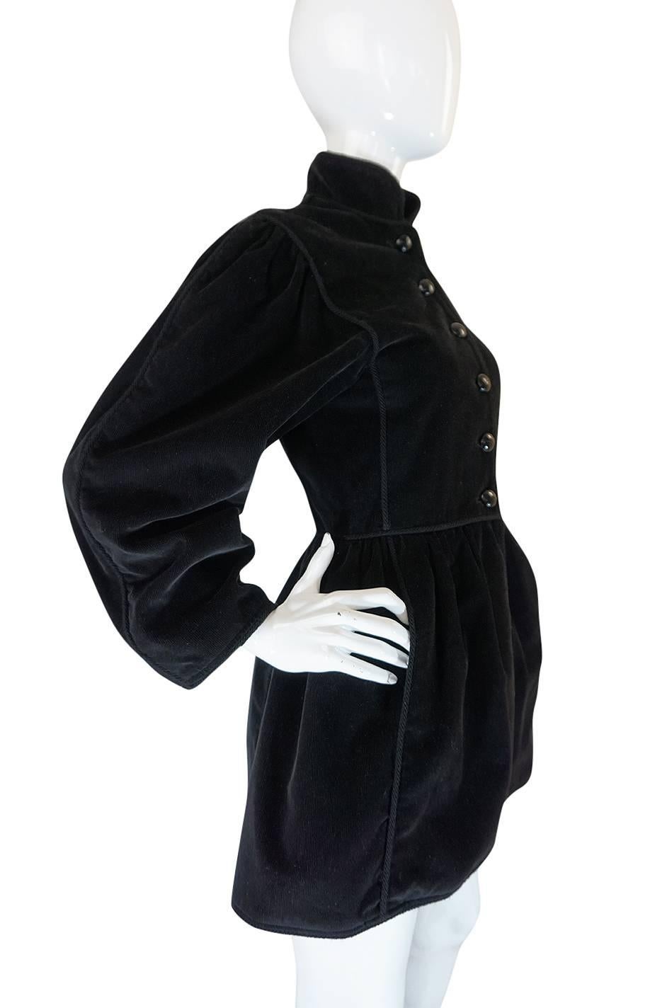A/W 1976-1977 Yves Saint Laurent Corduroy Russian Collection Coat In Excellent Condition In Rockwood, ON