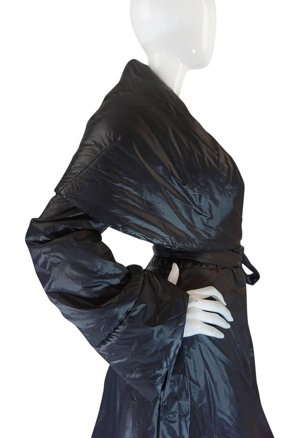 Women's 1980s OMO Norma Kamali Black Sleeping Bag Coat with Hood