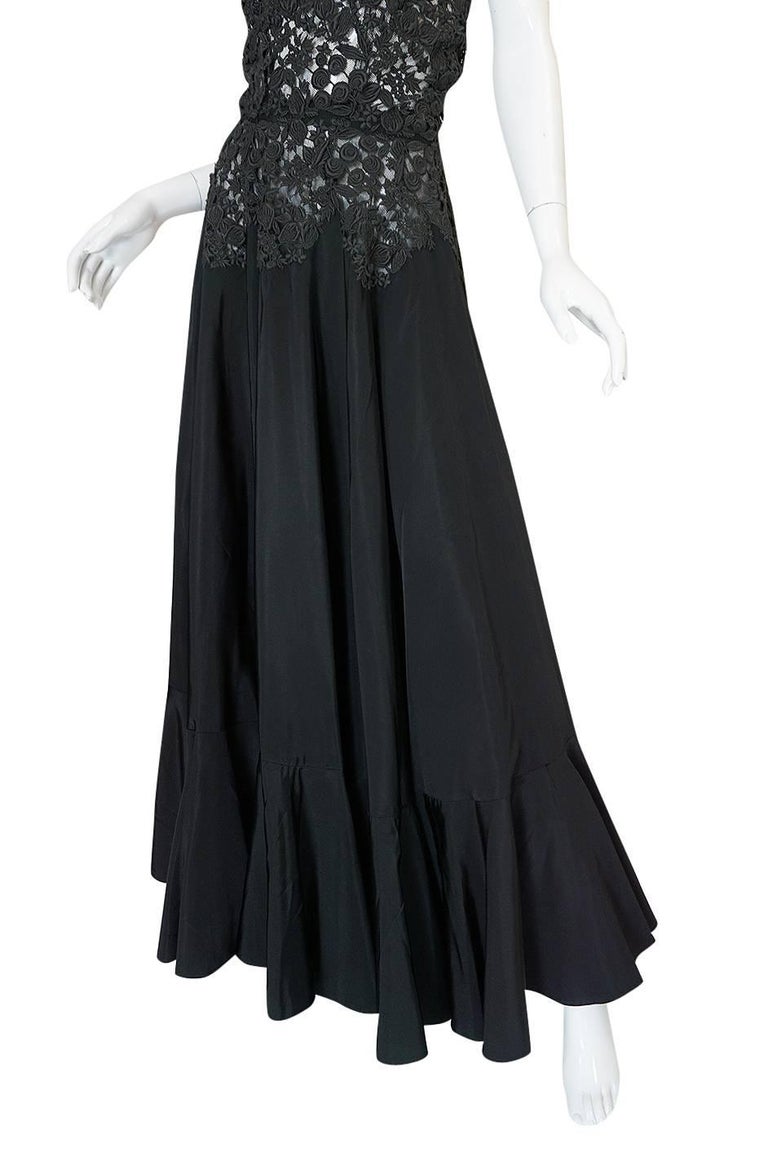 c.1947 Nina Ricci Haute Couture Black Lace and Taffeta Gown For Sale at ...