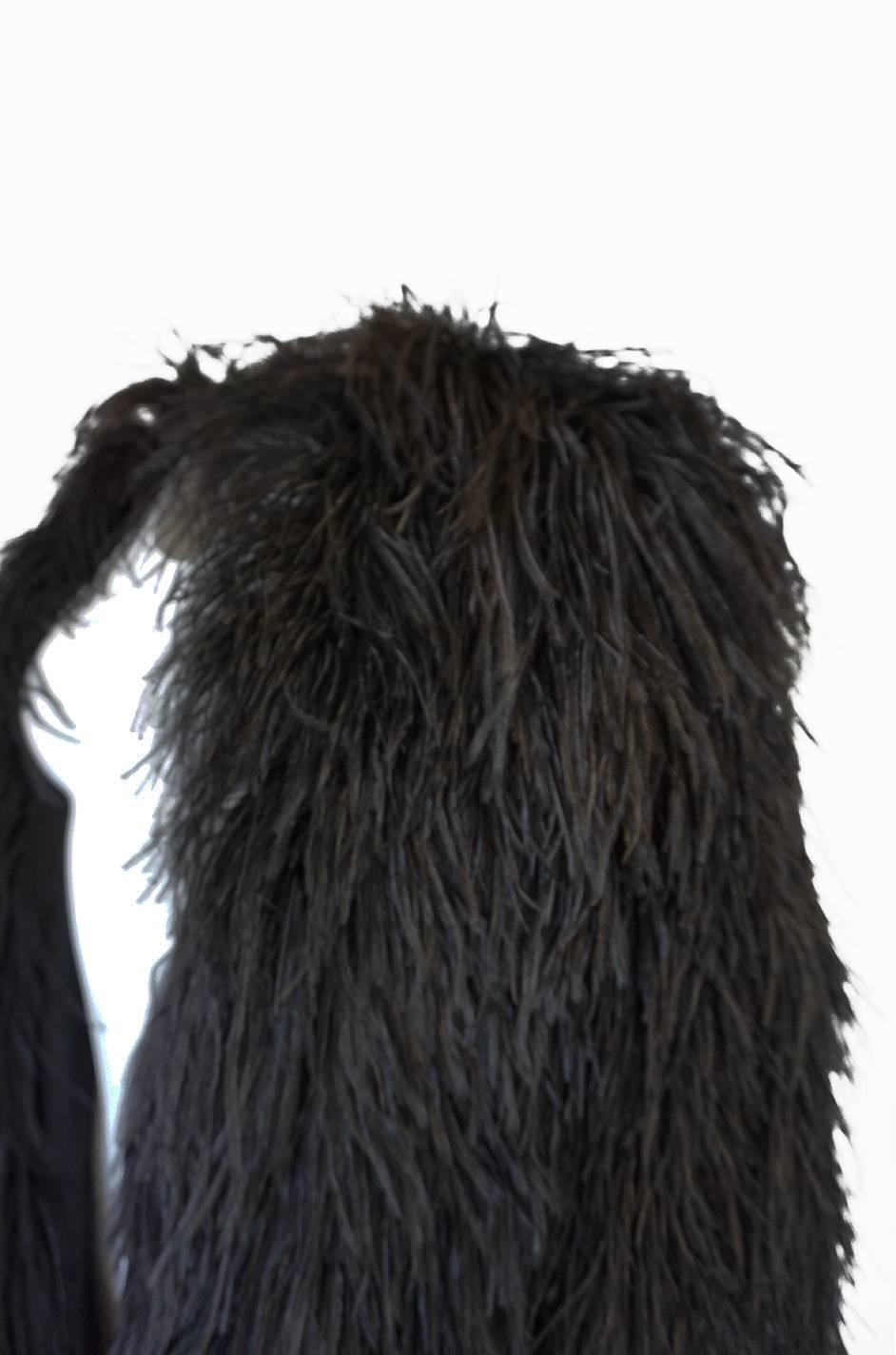 Yves Saint Laurent Black Ostrich Feather Coat circa 1970 3