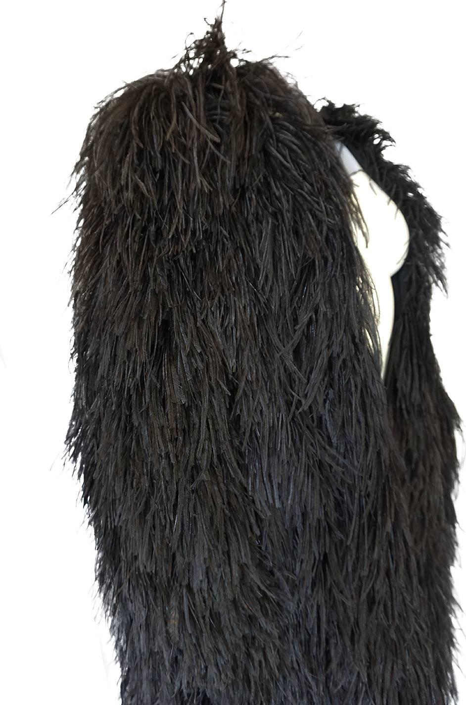 Yves Saint Laurent Black Ostrich Feather Coat circa 1970 2