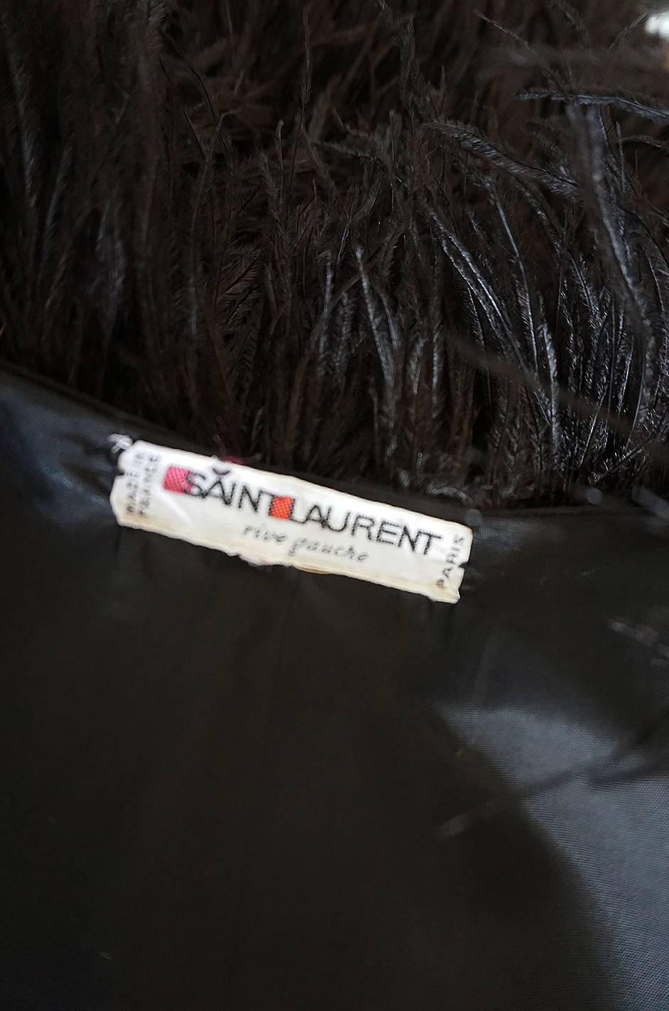 Yves Saint Laurent Black Ostrich Feather Coat circa 1970 4