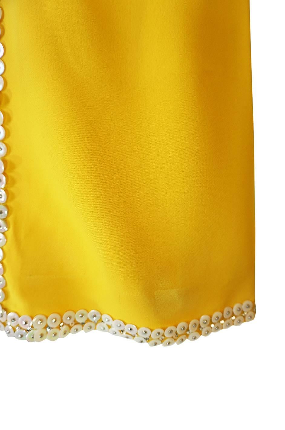 Chloe by Karl Lagerfeld Stud and Paillettes Yellow Mini Dress circa 1967 4