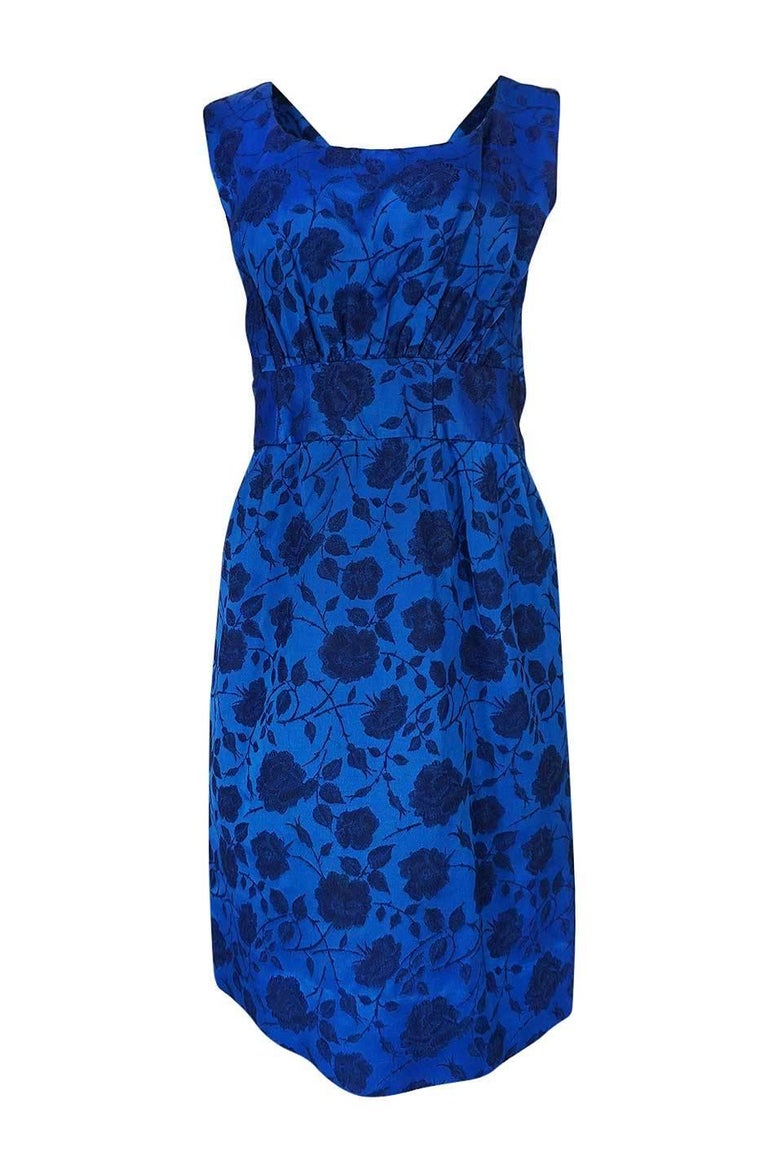 1950s Lanvin Castillo Demi-Couture Blue Silk Dress and Jacket For Sale ...