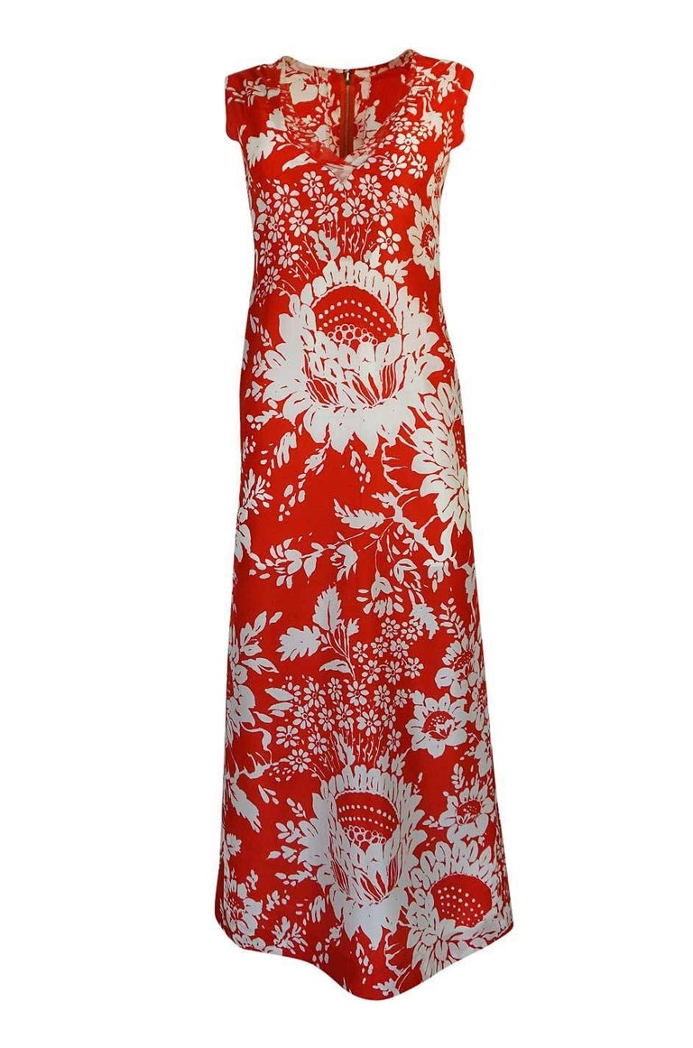 1973 Chanel Numbered Haute Couture Red Silk Chiffon Dress at 1stDibs ...