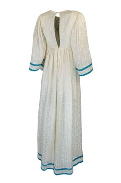 c1968 Thea Porter Embroidered Ivory & Brocade 'Faye' Dress