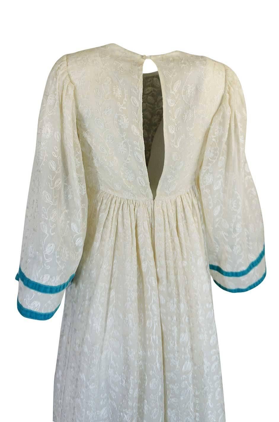 c1968 Thea Porter Embroidered Ivory & Brocade 'Faye' Dress 2