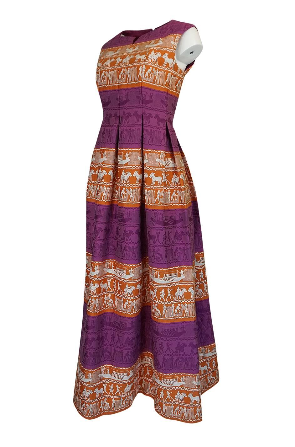 Brown Richard Tam Jon Mandl Unusual Brocade Print Dress, 1960s 