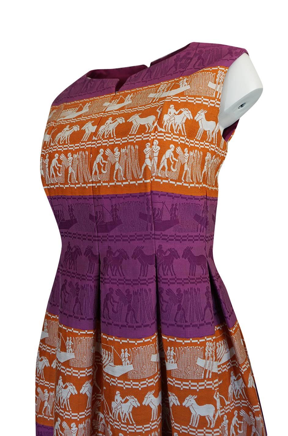 Richard Tam Jon Mandl Unusual Brocade Print Dress, 1960s  1