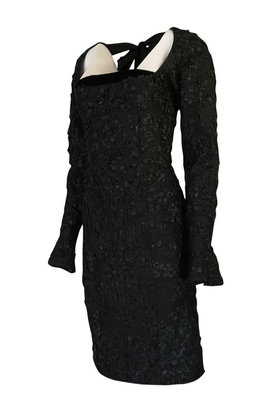 Black Tom Ford for Yves Saint Laurent Runway Textured Dress, F/W 2002 