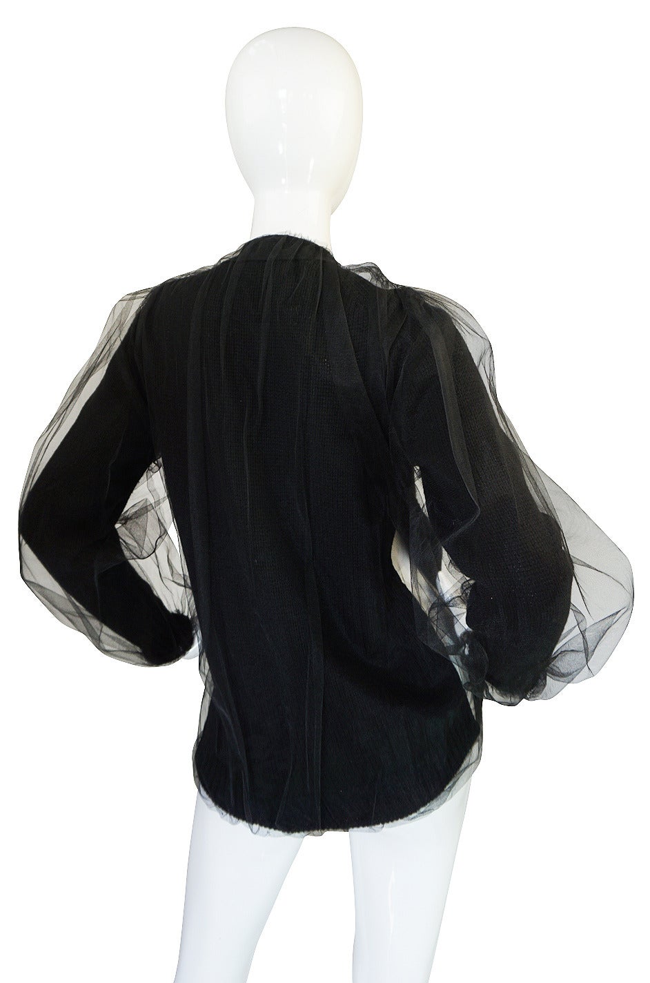 2008 Sacai Black Cashmere & Silk Tulle Sweater In Excellent Condition For Sale In Rockwood, ON