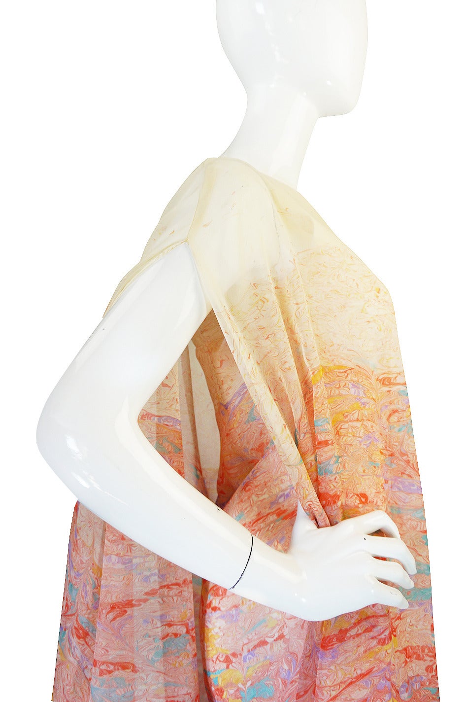 1970s One Shoulder Pastel Jerry Silverman Dress For Sale 2