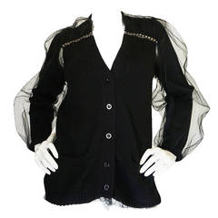 2008 Sacai Black Cashmere & Silk Tulle Sweater