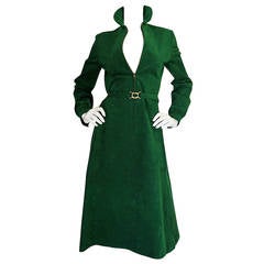 Vintage 1972 Green Ultrasuede Halston Dress with Belt