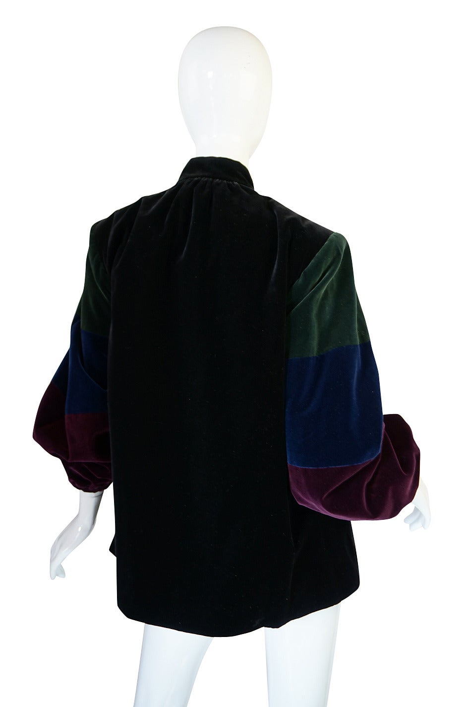 1970s Saint Laurent Multi Color Velvet Smock Jacket For Sale 2