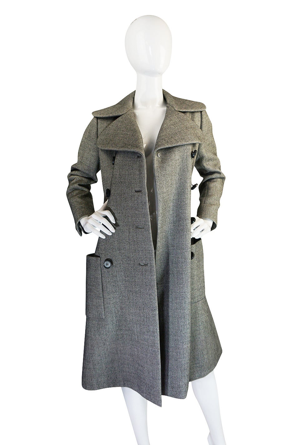 Gray 1960s Beautifully Tailored Norman Norell Couture Coat
