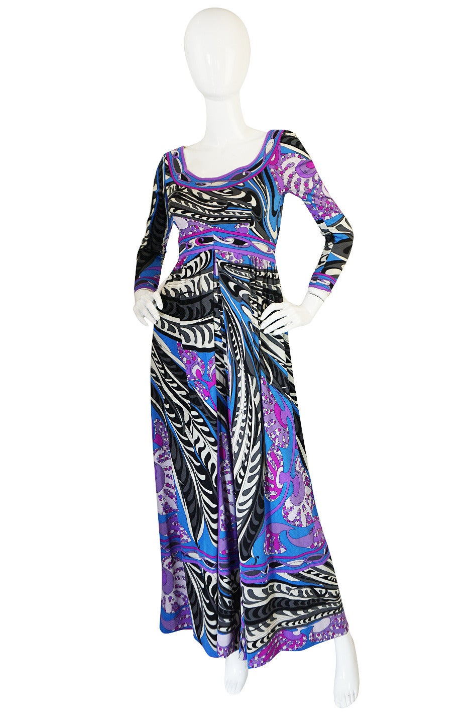 Some pieces still have the ability to make me catch my breathe with a first see them and this Pucci silk jersey jumpsuit is one that did. It is an absolutely gorgeous Pucci piece with a bold and classic Pucci color palette in purples, pinks and