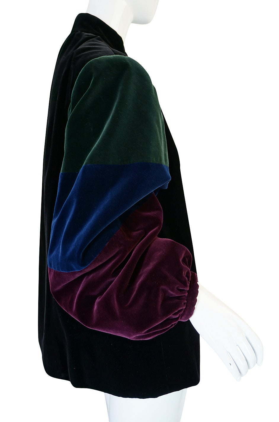 1970s Saint Laurent Multi Color Velvet Smock Jacket For Sale 1