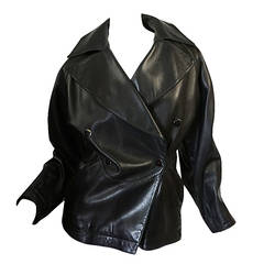 1980s Azzedine Alaia Fitted Black Leather Jacket
