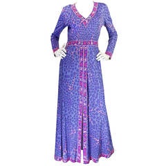 1970s Light Silk Jersey Lavender Bessi Maxi Dress 3