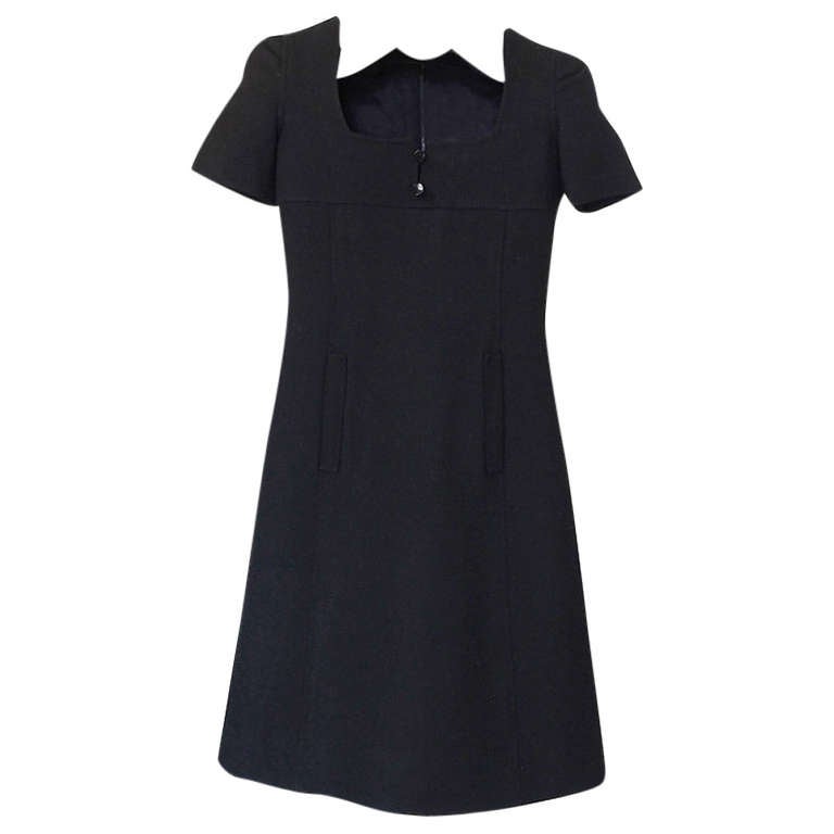 1960s Black Courreges Paris Shift Dress