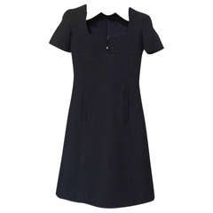 1960s Black Courreges Paris Shift Dress