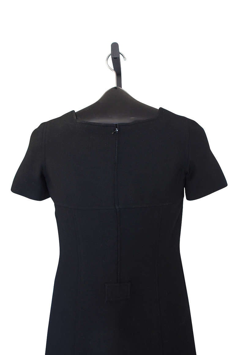 1960s Black Courreges Paris Shift Dress In Excellent Condition In Rockwood, ON