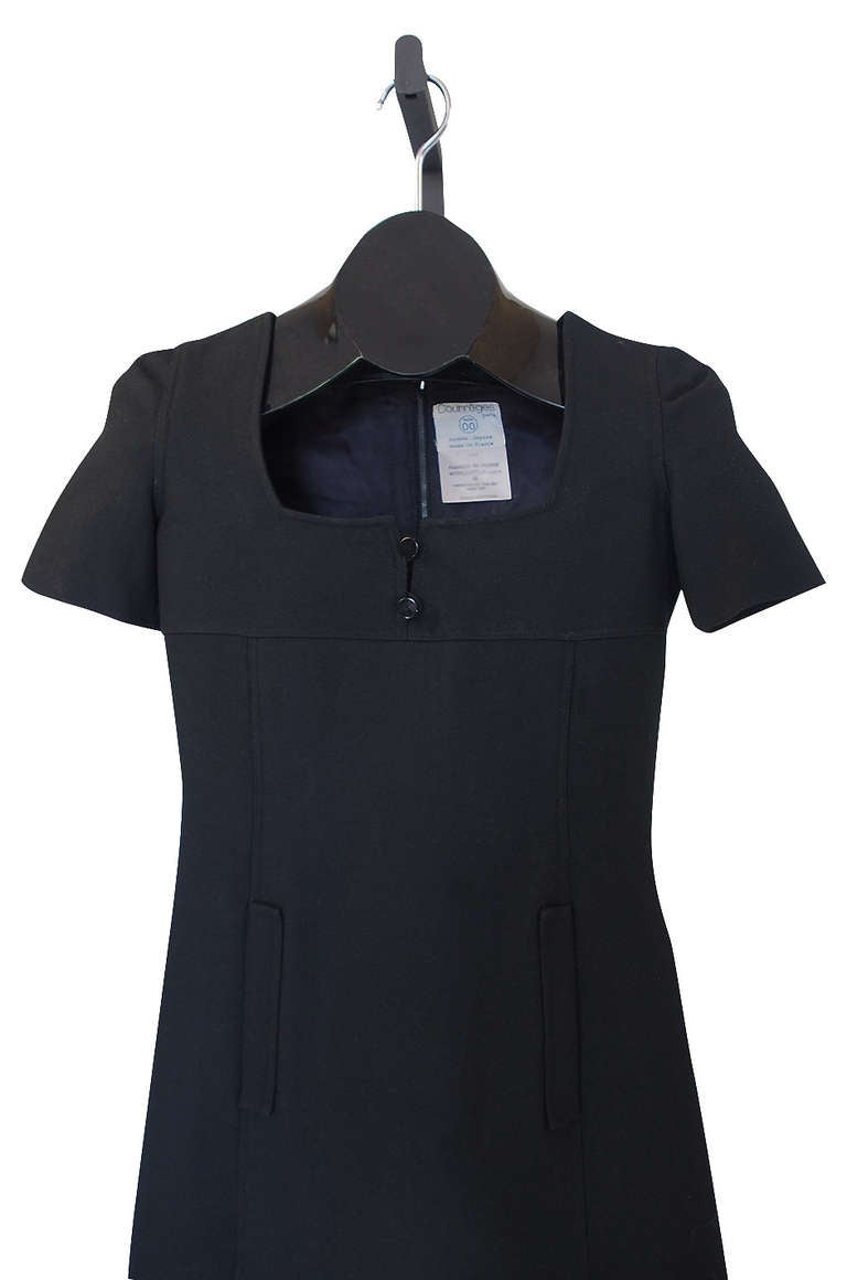 1960s Black Courreges Paris Shift Dress 1