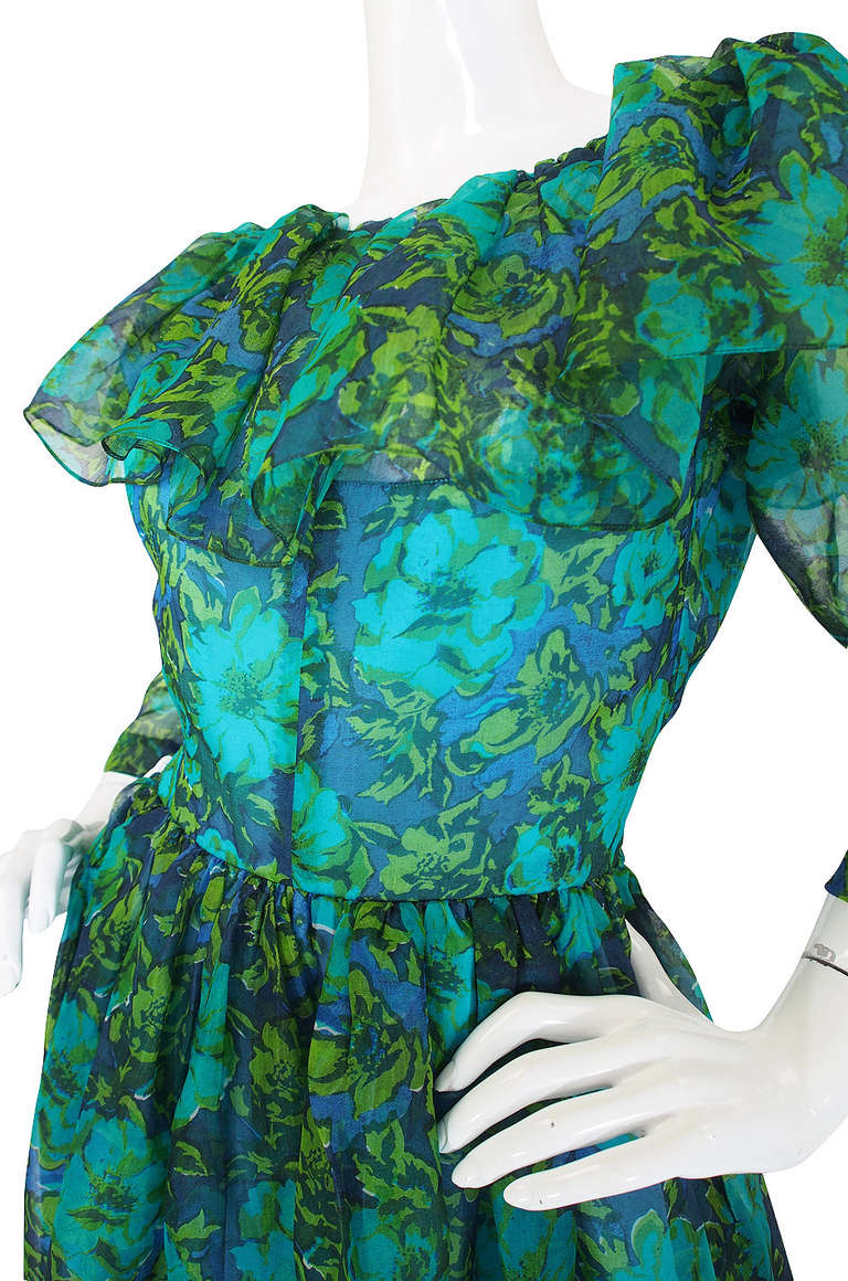 1960s Bonnie Cashin for Dorian Silk Chiffon Gown 3