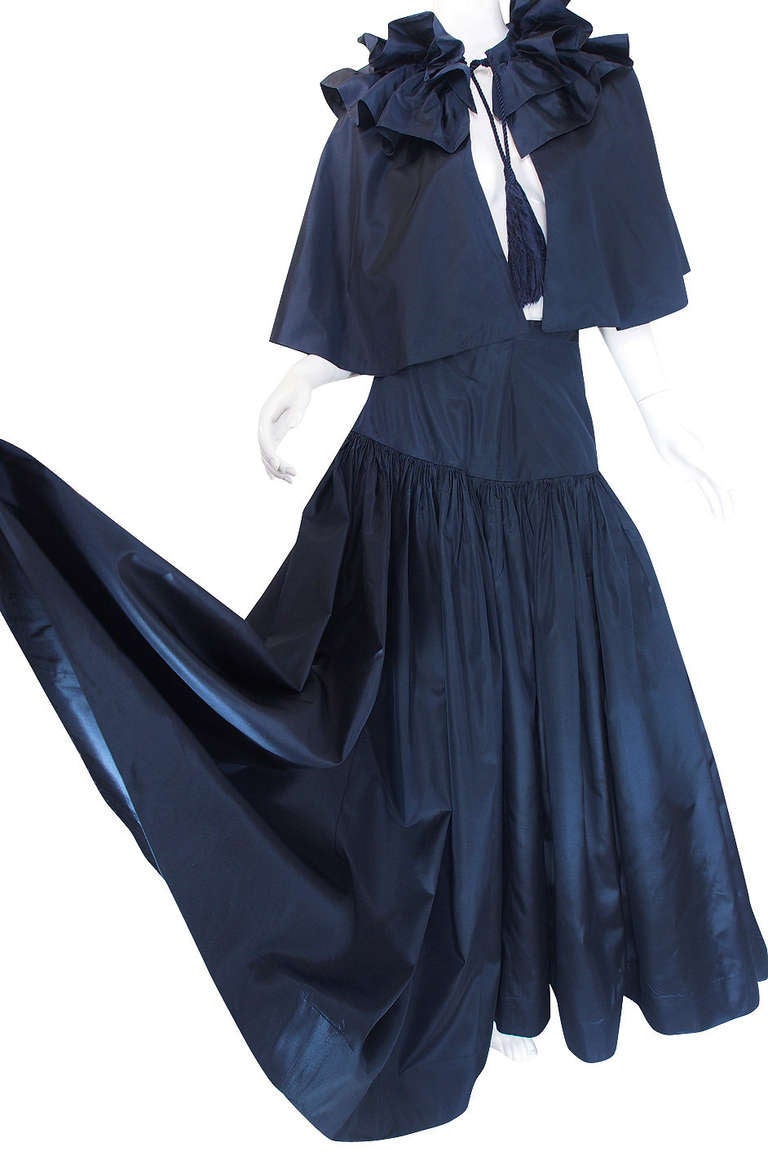 1980s Silk Chanel Cape and Ballgown Skirt For Sale 5