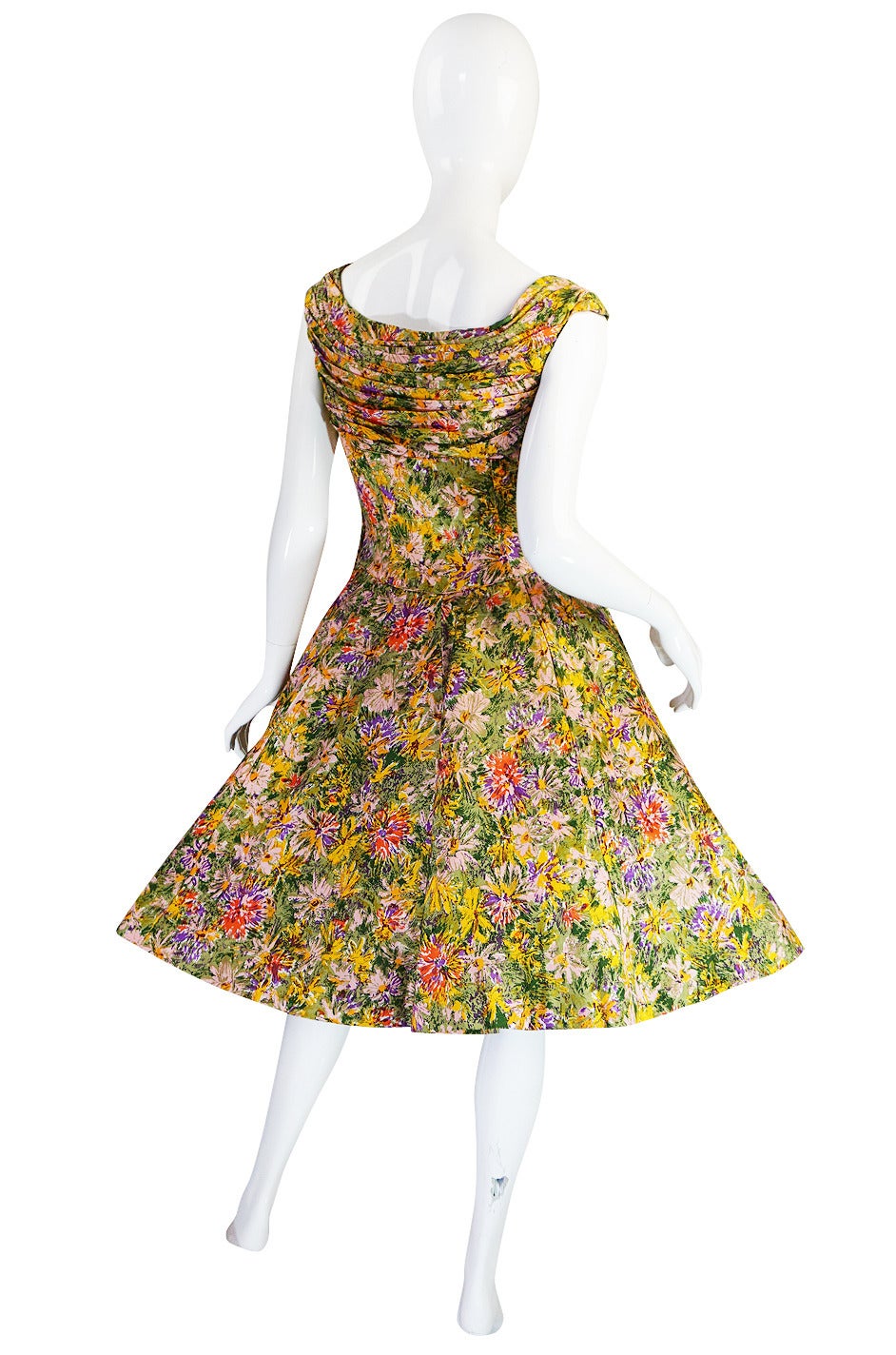 Women's Extraordinary 1950s Yellow Silk Ceil Chapman Dress For Sale