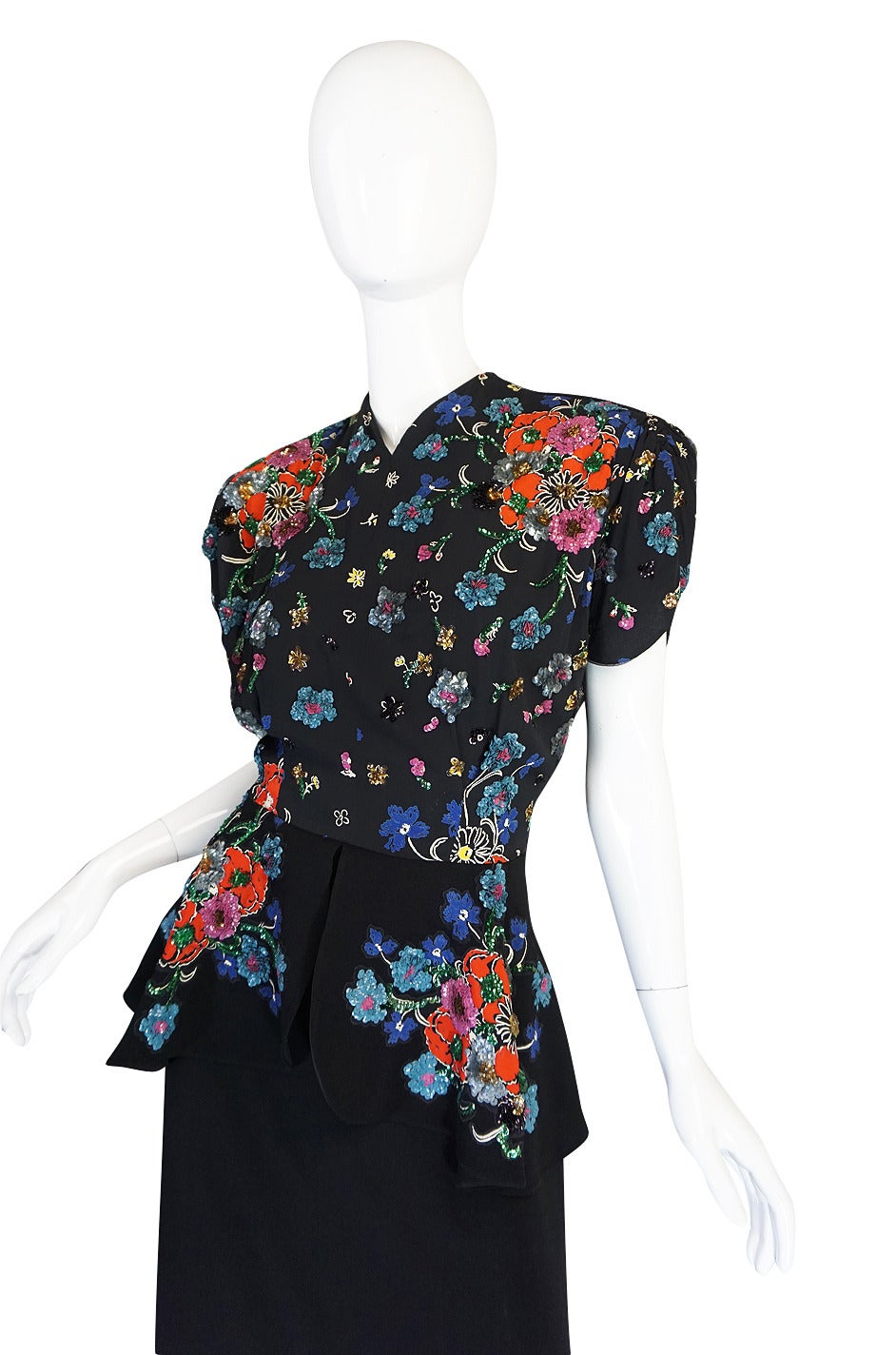 Women's Exceptional 1930s Samuel Kass Sequin Silk Dress