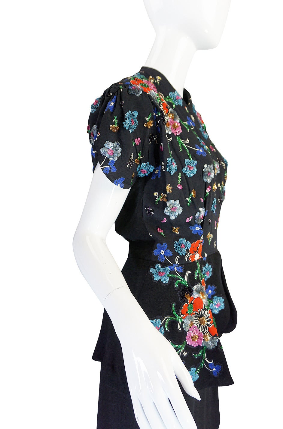 Exceptional 1930s Samuel Kass Sequin Silk Dress In Excellent Condition In Rockwood, ON