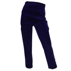 Rare 1980s Purple Velvet Chanel Cigarette Pants