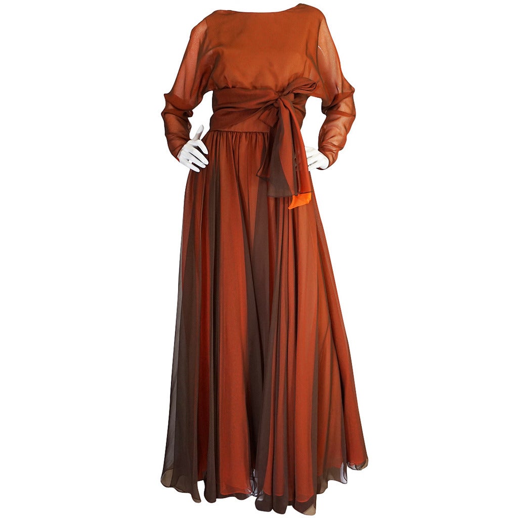 1960s Geoffrey Beene Boutique Backless Chiffon Dress For Sale at 1stdibs