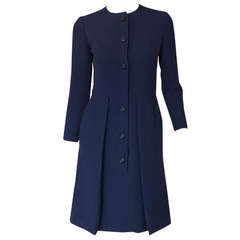 1960s Christian Dior Blue Front Button Dress