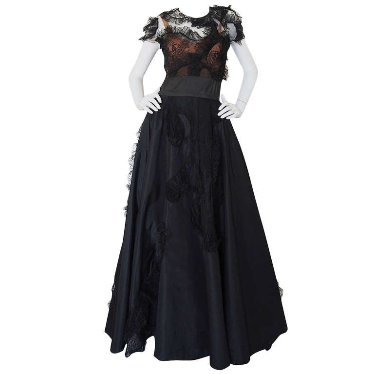 Rare 1942 "It's Not True" Adrian Silk & Lace Gown