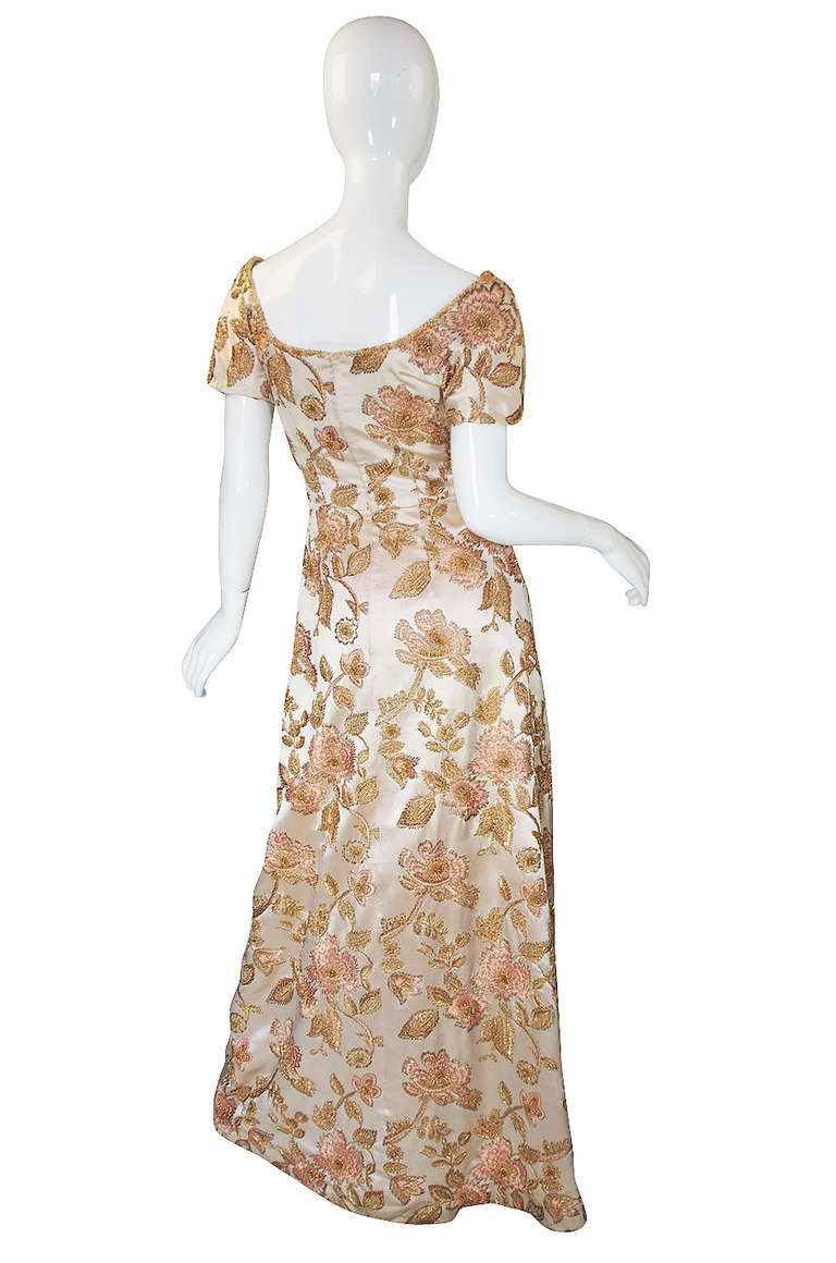 1960s Jean Louis Bead and Embroidery Silk Gown at 1stDibs