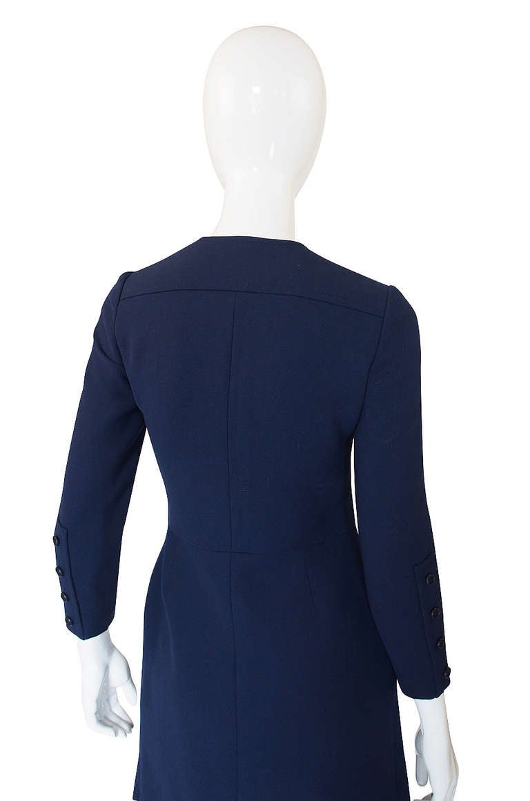 1960s Christian Dior Blue Front Button Dress at 1stDibs