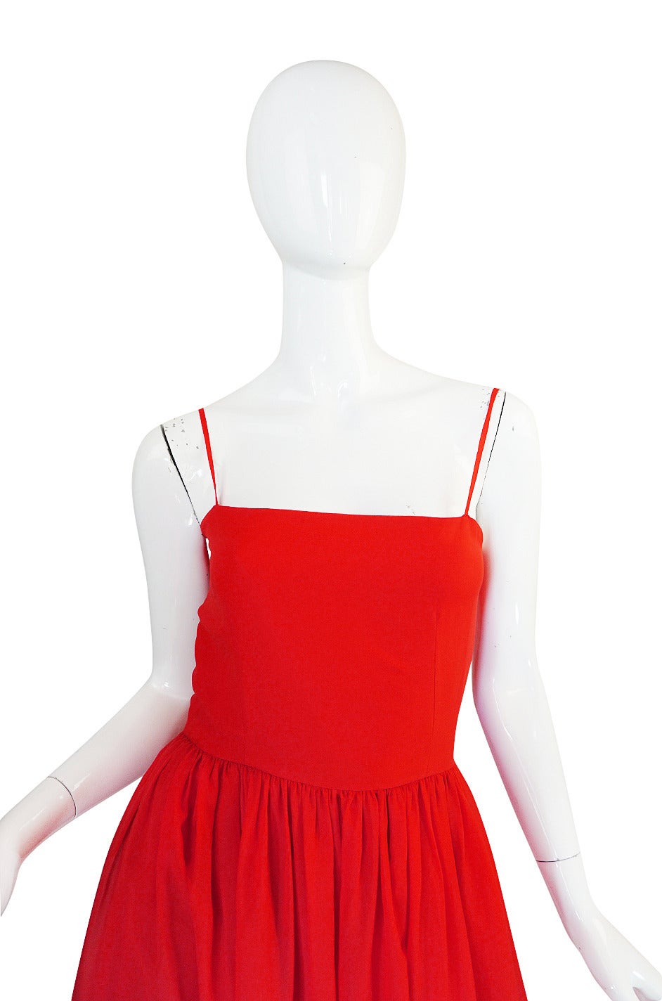 Beautiful 1970s Red Silk and Chiffon Lanvin Dress For Sale 2