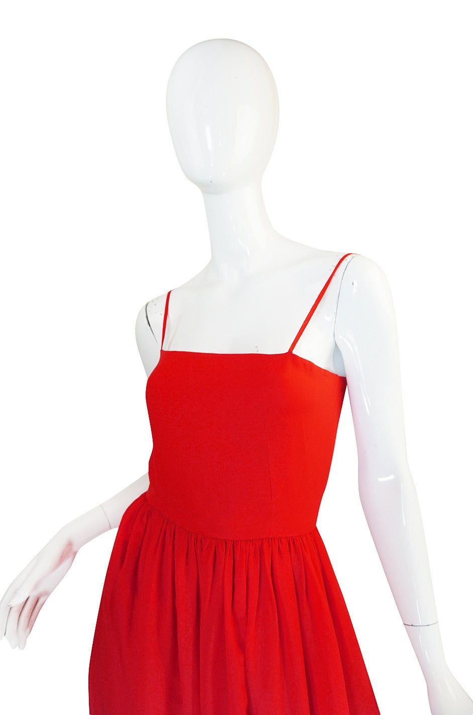 Beautiful 1970s Red Silk and Chiffon Lanvin Dress In Excellent Condition For Sale In Rockwood, ON