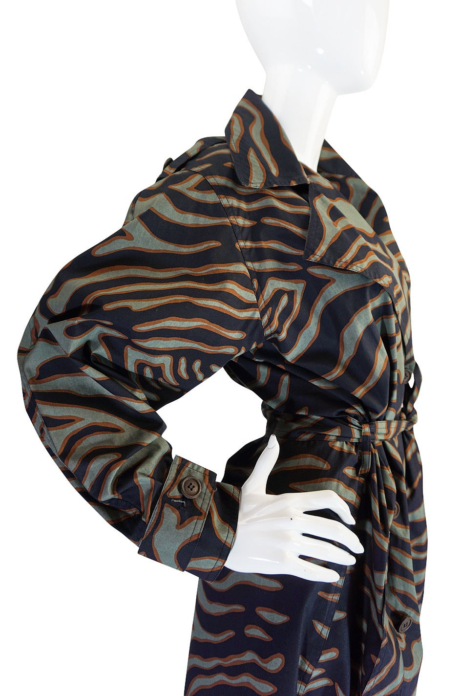 Women's Rare 1984 Yves Saint Laurent Zebra Safari Trench Coat