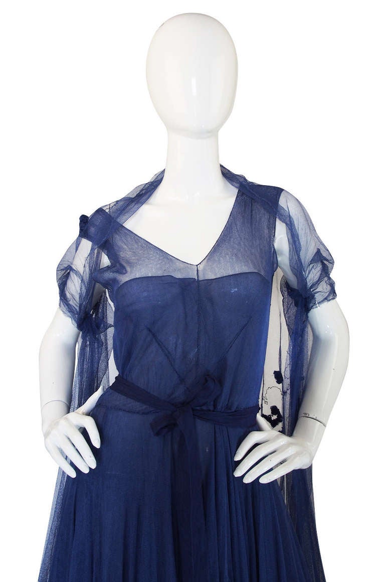 Late 1940s Norman Hartnell Attr Couture Net Gown 5