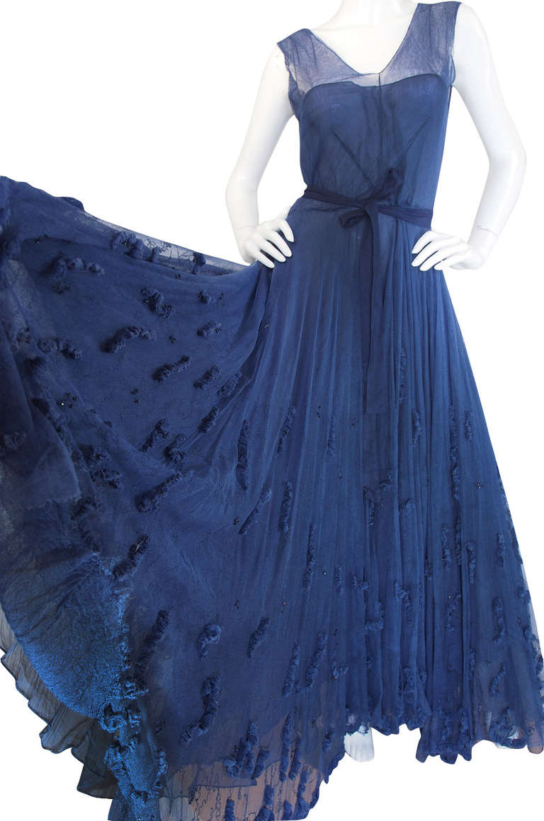 Late 1940s Norman Hartnell Attr Couture Net Gown 6
