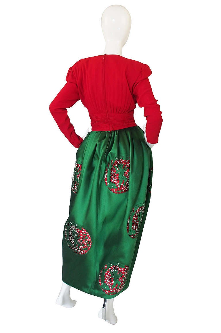Rare 1980s Valentino Rhinestone "Cupid" Silk Gown