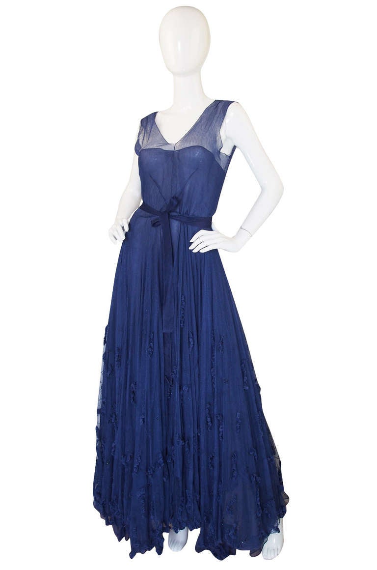 Late 1940s Norman Hartnell Attr Couture Net Gown 2