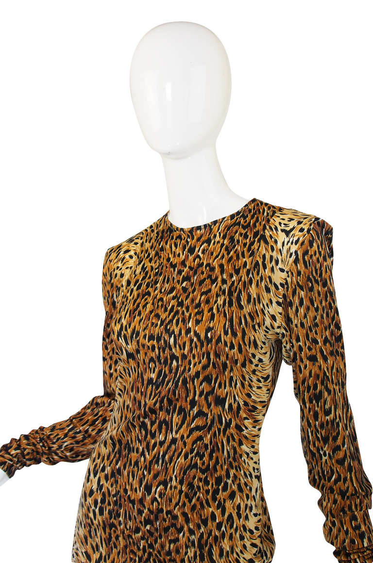 1980s OMO Norma Kamali Leopard Tunic & Leggings For Sale 2