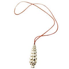 Hermes Sterling Silver Tear Drop Pendant Necklace 12