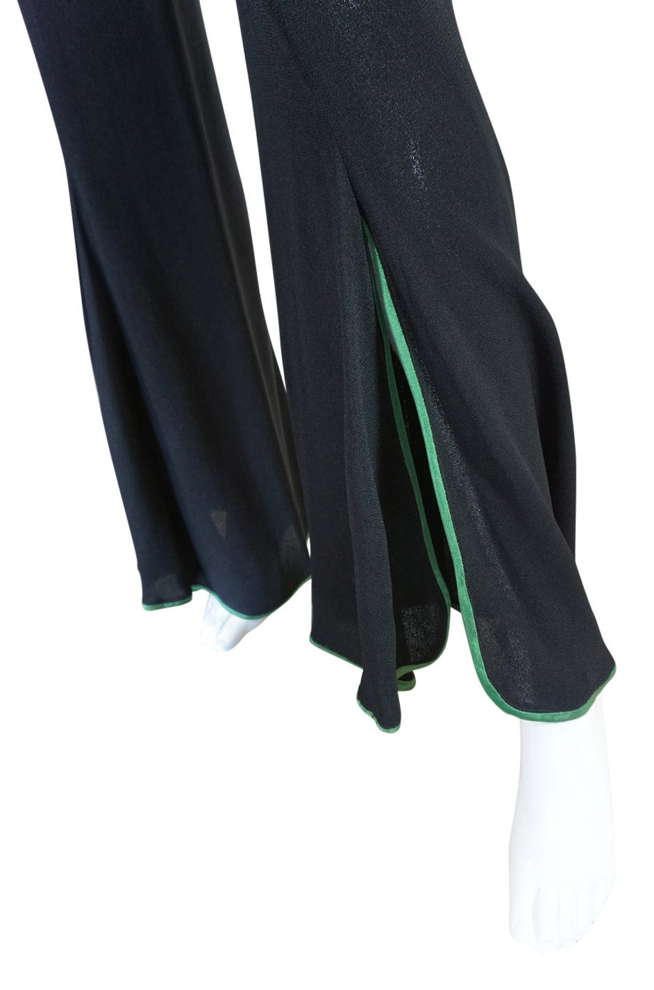 1970s Green Trim Ossie Clark Moss Crepe Trouser Suit 5